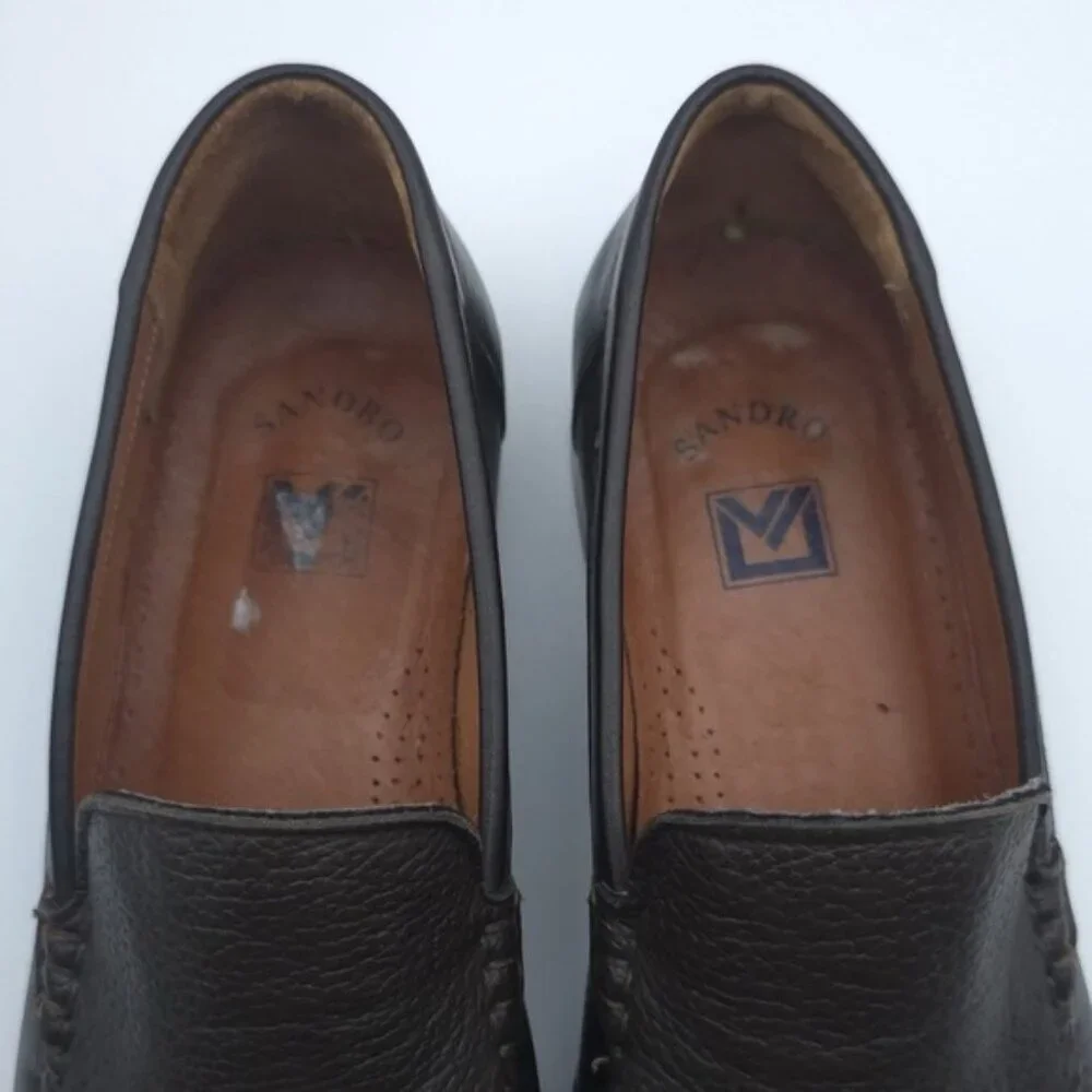 SANDRO MISTER‎ Men's Brown Leather Loafers Shoes Size 9.5 D SPAIN🇪🇸MADE BRN-SY